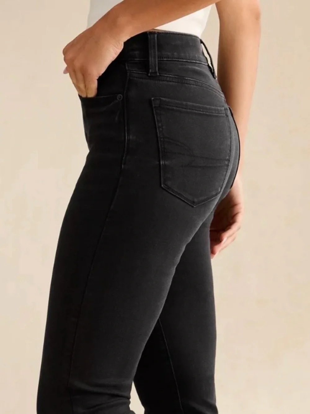 American Eagle High-Waist Black Denim Skinny Jeans Long